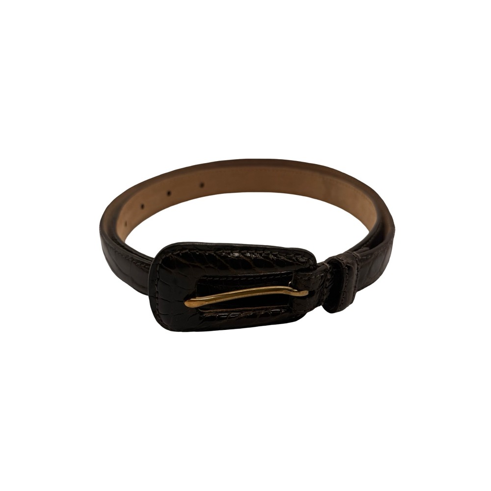 WCM New York American Alligator Brown Leather Belt Womens L 3756 02